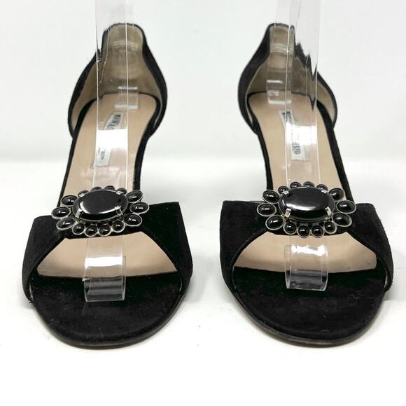 Vintage Manolo Blahnik Black Suede Peep‑Toe Pumps EU 38½ / US 8.5 - Picture 3 of 9